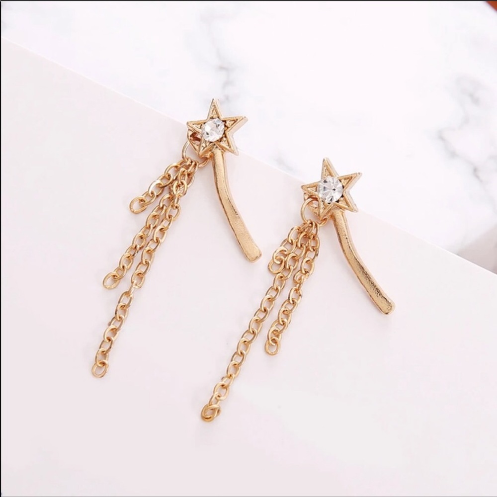 • Reine • Vintage Gold Shooting Star Earrings - Picture 1 of 4